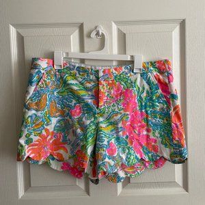 Lilly Pulitzer 5" Casa Marina White Buttercup Scallop Hem Shorts Size 14